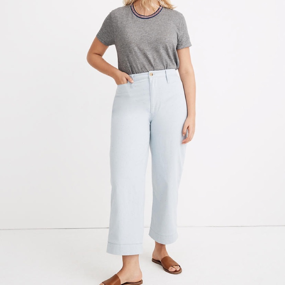Madewell Slim Emmett Wide-Leg Crop Pants Speckle